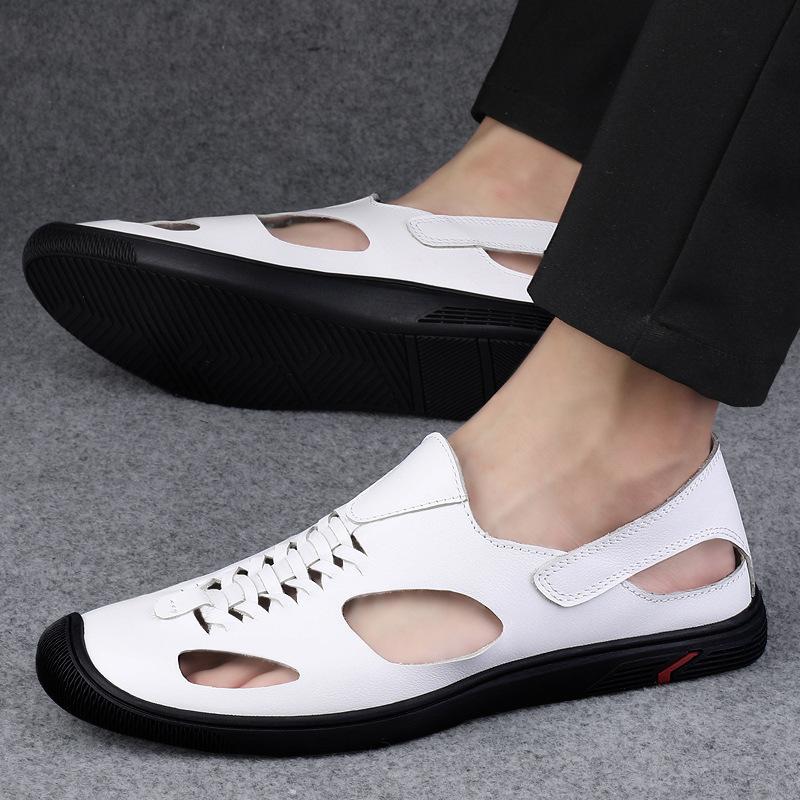 Men's Shoes Summer Casual Leather Shoes Men's Soft Leather Outdoor Breathable Sandals Men's Soft-soled Casual Shoes