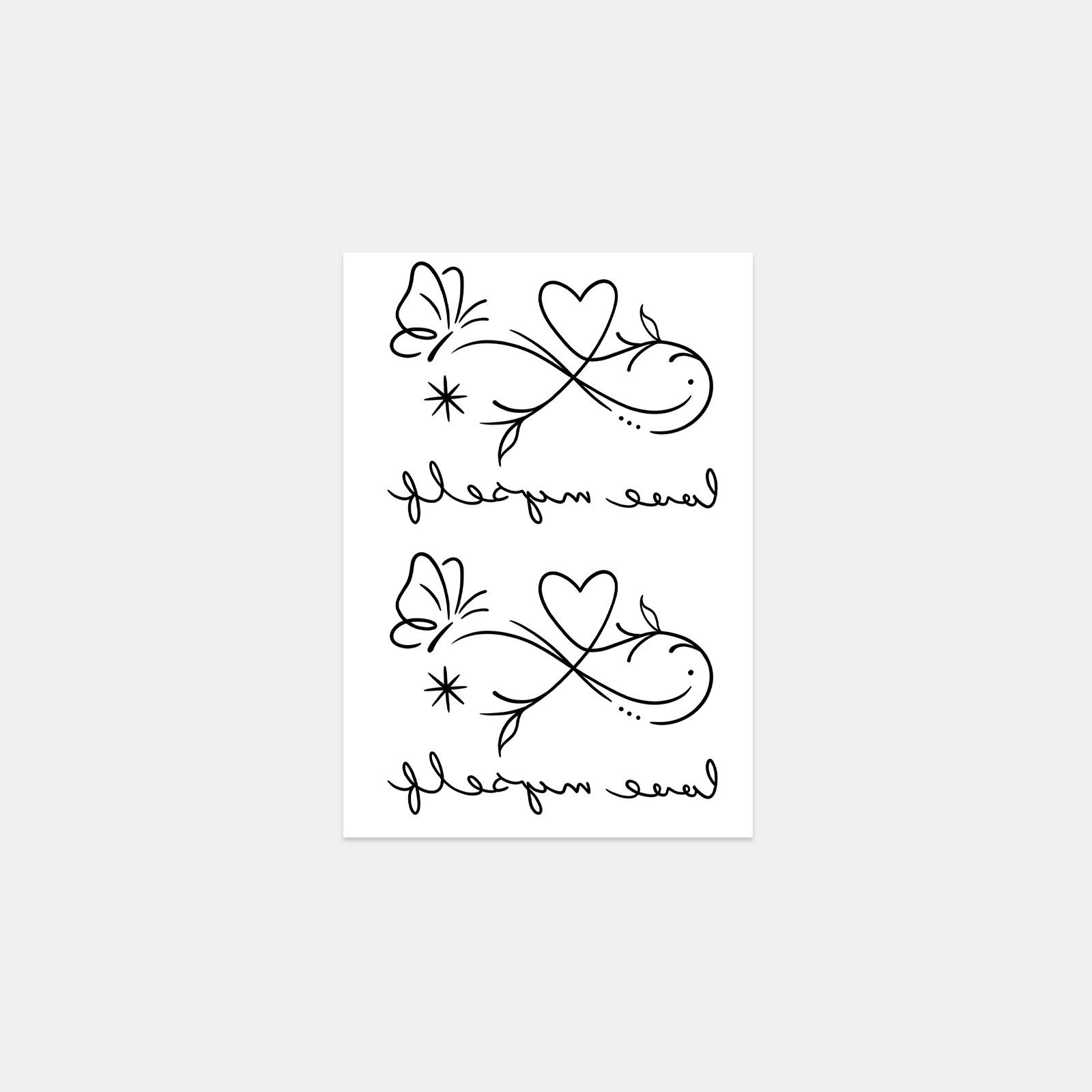Love Butterfly Mobius Ring Tattoo Sticker Advanced Sense Niche Simple Small Fresh Tattoo Sticker 7*10