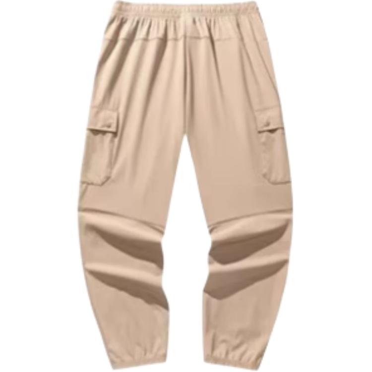 Anta Casual Simple Solid Color Tapered Loose Knit Sports Pants Men Bottoms Light-Beige 152528306-1
