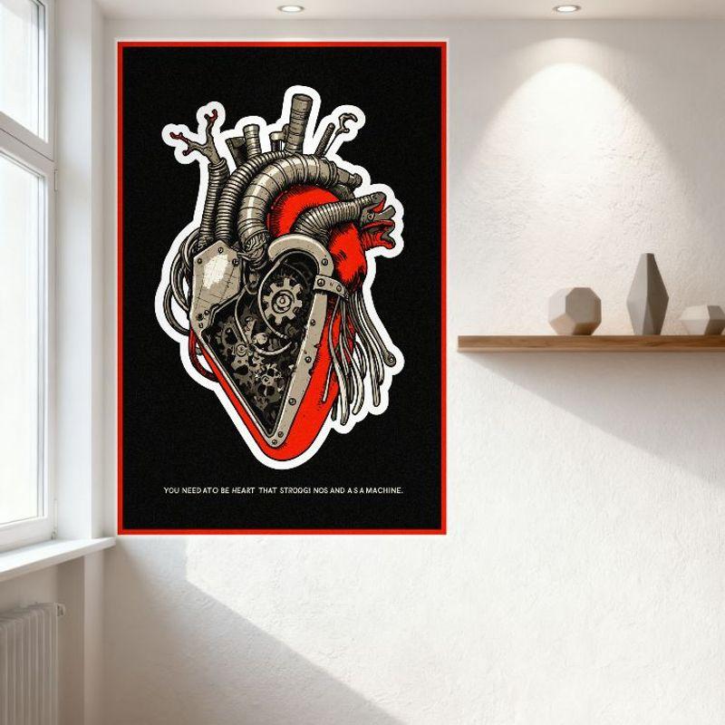 Mechanical Heart Metal Tin Sign Industrial Anatomical Style Wall Decor for Bar Pub Home Cafe, 8x12 Inch Retro Iron Poster Art Wi
