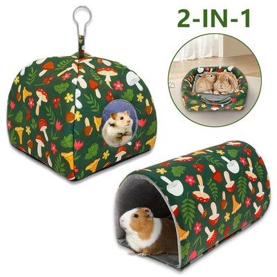 2 Stück Meerschweinchenhaus Polyester Niedlicher Cartoon Hase Eichhörnchen Mini Käfig Kleintier Spielzeug Haustier Schlafbett Hamster Tunnel Weiche Matte