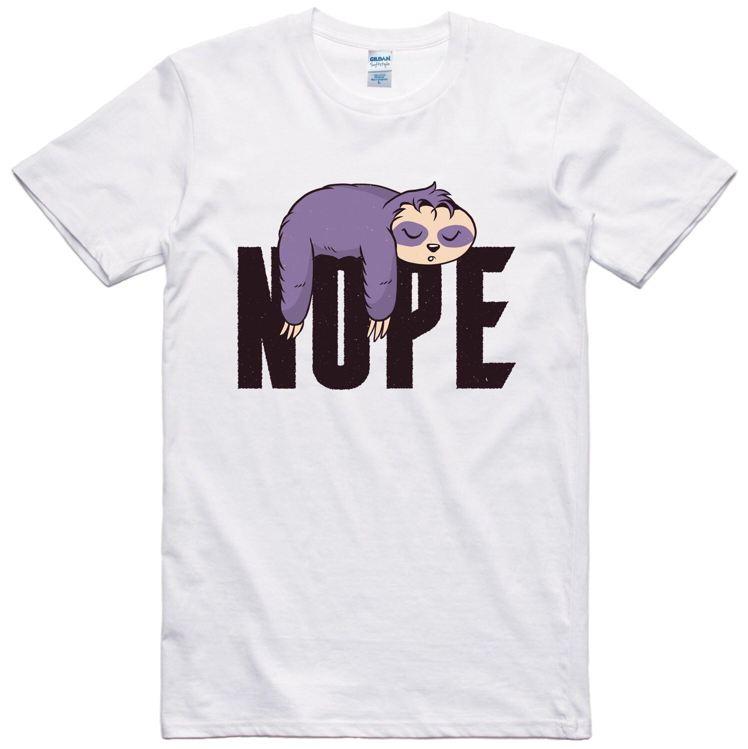 Funny Mens T Shirt Sloth Nope Lazy Person Gift Regular Fit 100% Cotton Tee S разноцветный