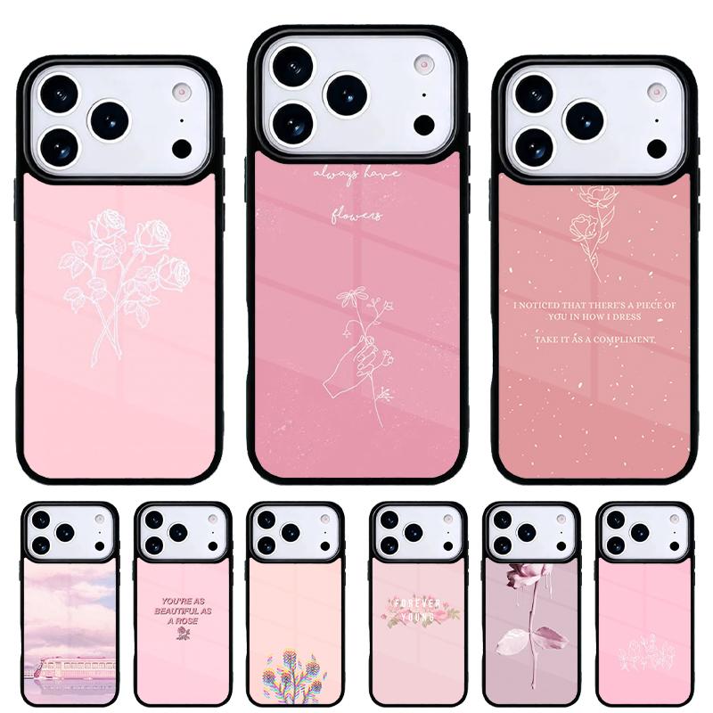 Pink Glitch Flower Aesthetic Phone Case for iPhone 17 Air 16e 15 14 13 Pro Max Back Cover for 12 11 Pro Coque