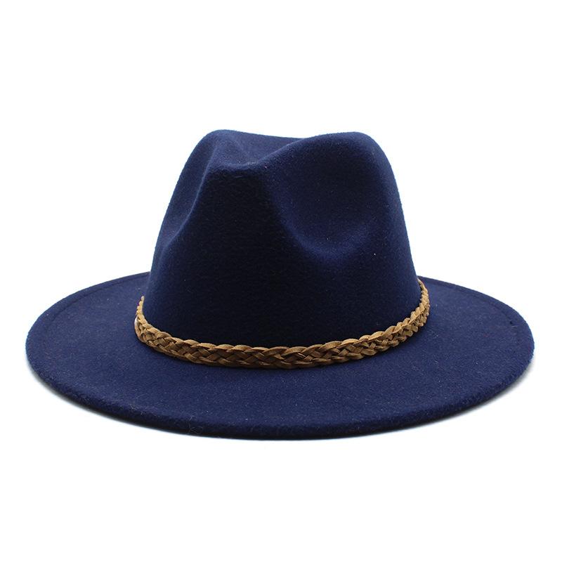 Woolen Jazz Hat Retro Classic Flat Hat Big Eaves Hat Top Hat Felt Hat