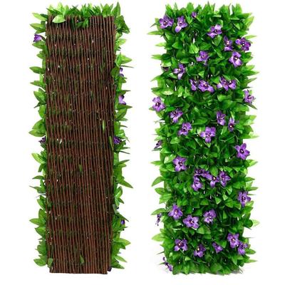 Artificial Ivy & Violet Flower, Decorative Faux Ivy Leaf Privacy Screen Greenery Backdrop for Backyard, Balcony