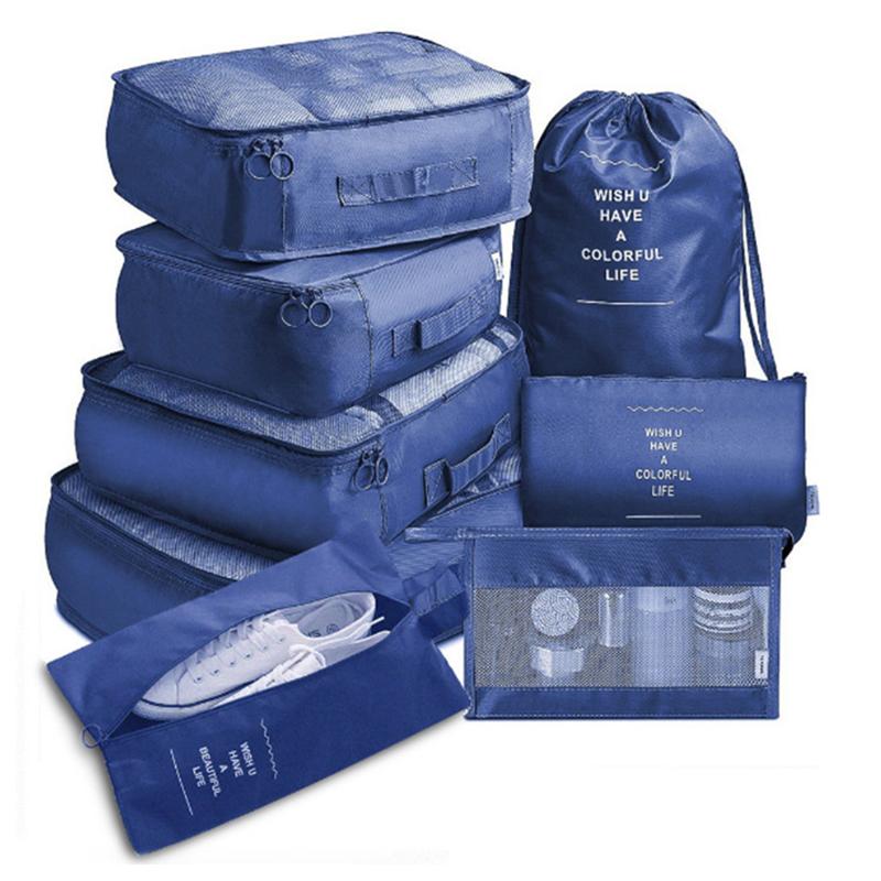 Ensemble de 8 sacs organisateurs pour voyage Sacs organisateurs Accessoires Bagage Valise Organisateur Sac de toilette étanche Rangement pour vêtements