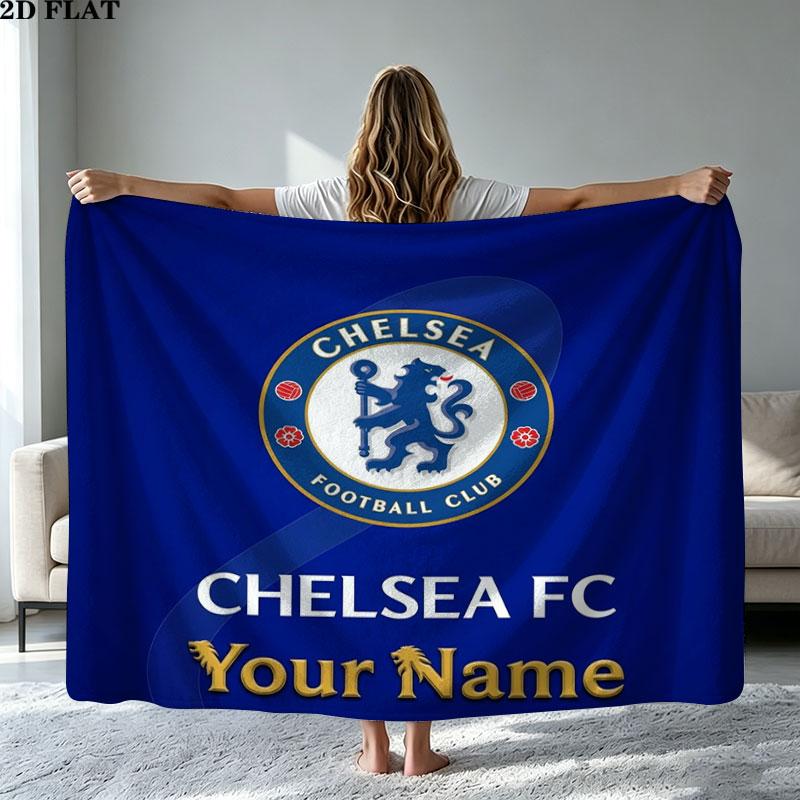 1PC Chelsea F Custom Name Patterned Flannel Blanket Suitable For All Seasons for Home Decor Warmth and Comfort Gifts Holiday Present