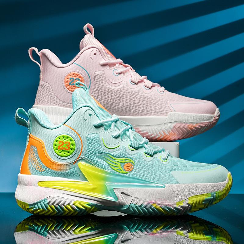 New Mandarin Duck Basketball Shoes Large Size Male and Female Primary and Secondary School Students Big Children's Combat Boots Mesh Sports Shoes One
