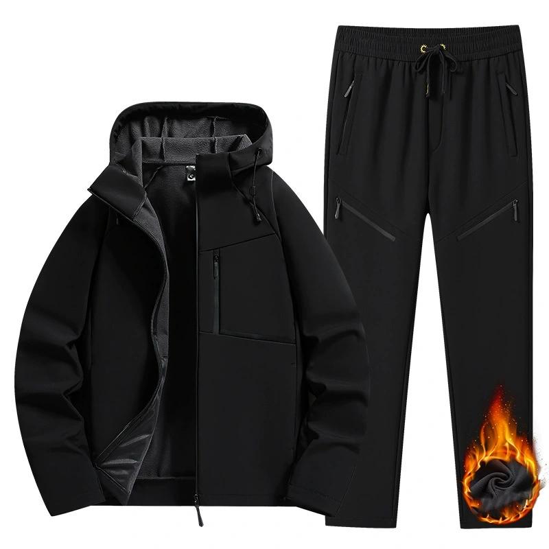 Soft Shell Jacket Men's Autumn and Winter Plus Velvet Thick Warm Jacket Loose Couple Suit Stand-up Collar Jacket