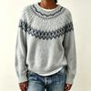 Womens Oversized Crewneck Knit Sweater With Fair Isle Colorblock Soft Acrylic Blend Loose Fit Winter