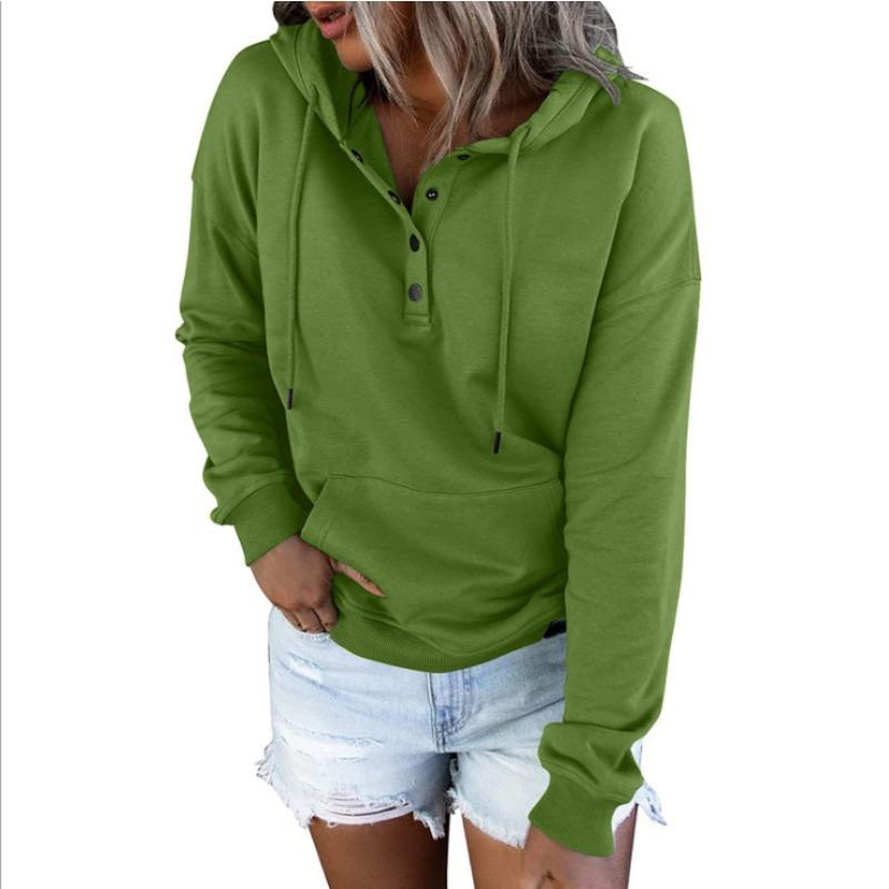 Women S Loose Long Sleeve Hooded Sweatshirt With Drawstring Pocket