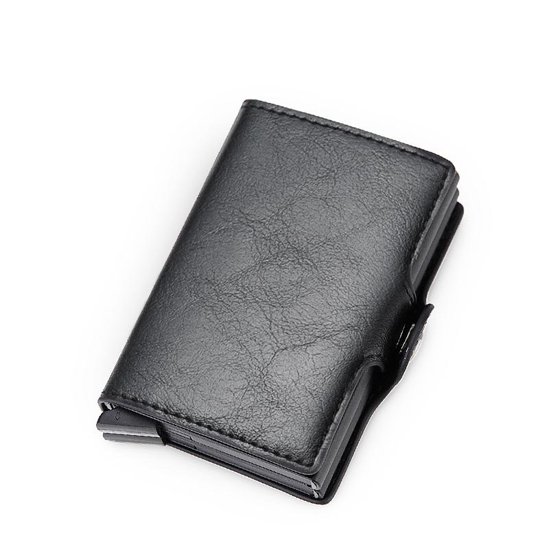 Men's Carbon Fiber RFID Anti-Theft Double Layer Metal Card Holder Wallet