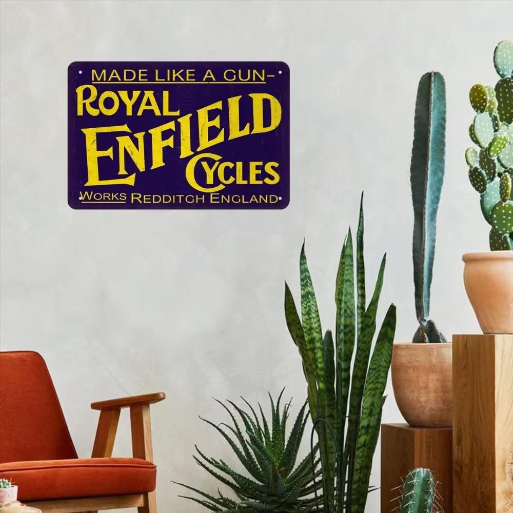 Faça uma Declaração com a Royal Enfield: Uma Placa de Metal Vintage Imperdível para Cada Espaço Consciente da Decoração
