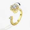 Sweet Rose Flower Gold Color Adjustable Spinning Engagement Ring for Women Aesthetic Anti-Stress Anxiety Relief Accessory