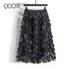 3D Patchwork Mesh Mid-Length Women's Dress Skirt with Lining - Spring/Summer Collection