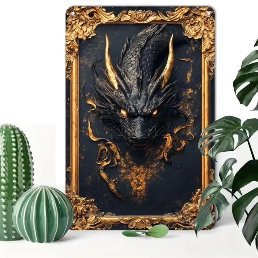 Dragon Metal Wall Art Fantasy Decor Aluminum Panel 7.9x11.8 Inch