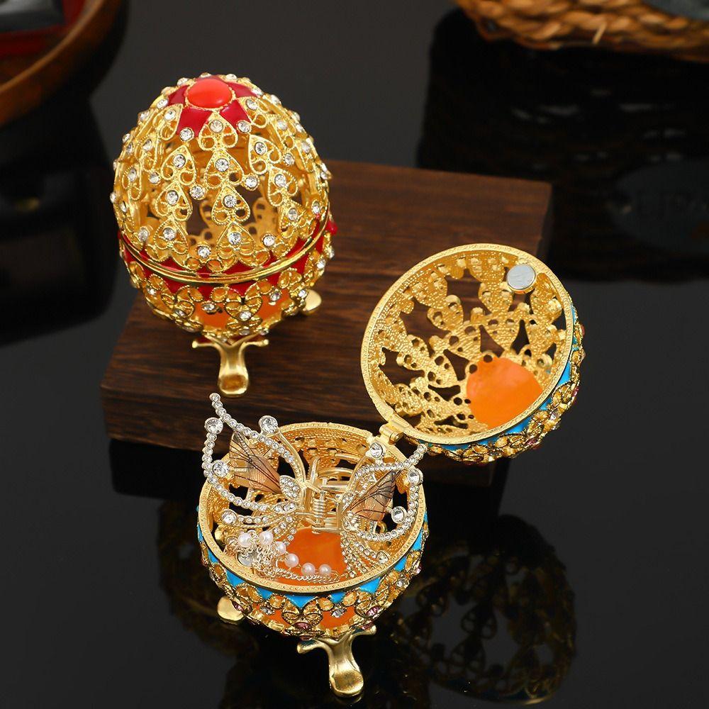 Zinc Zinc Alloy Material Egg-Shaped Box Enamel Color Jewelry Storage Box Jewelry Box Jewelry Organizer