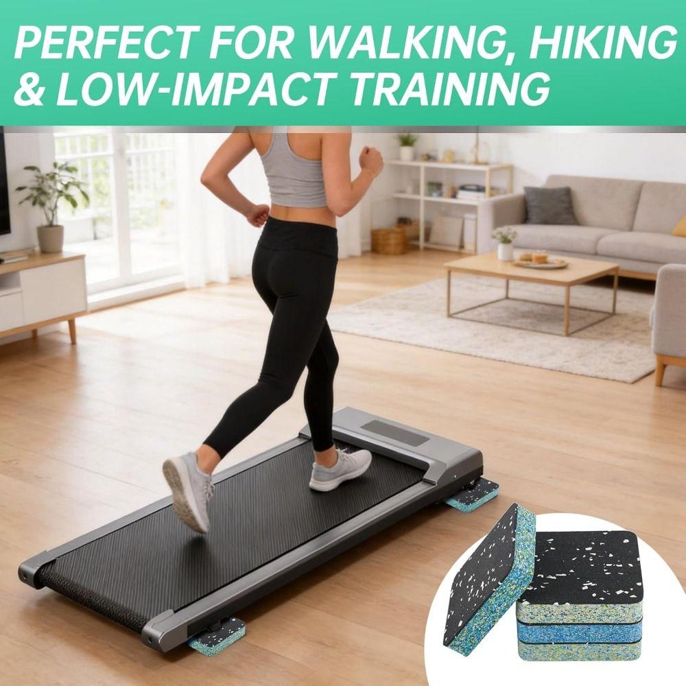 Uphill Training Treadmill Incline Riser Blocks Foam Base Shock Absorption Noise Reduction Mats High-Density Rubber Top