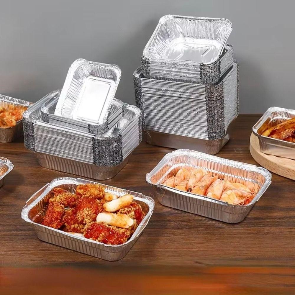 50Pcs 230-700ML Cake Baking Foil Box Non-stick Disposable Oven Cooking Pan  Air Fryer