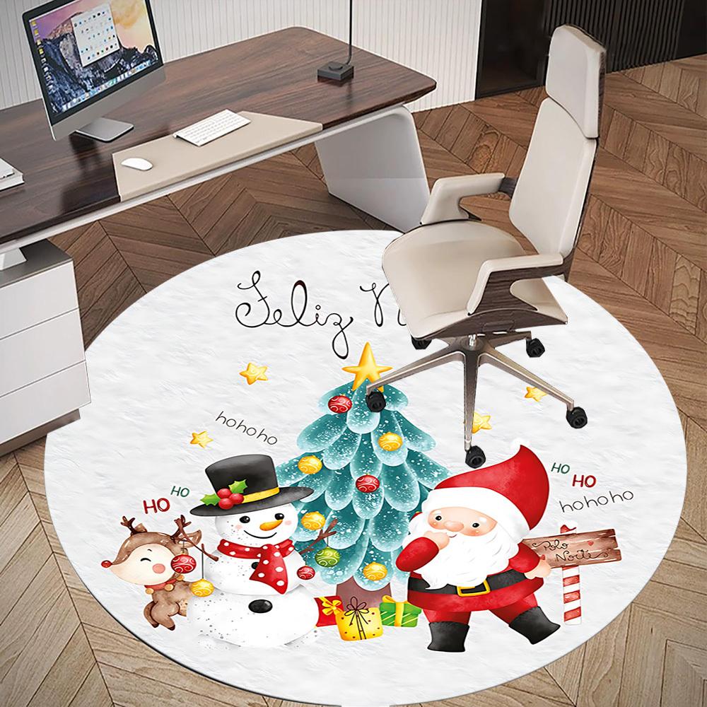 1pc Christmas Santa Claus Round Chair mat Area Rug - Non-Slip, Floor Mat for Office, Bedroom, and Indoor Decor c1125227