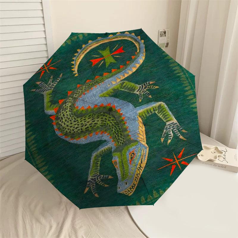 

1PC Crocodile Pattern Umbrella-8-Rib Reinforced Portable Folding Travel Suitable for All Seasons Outdoor Daily Use-J374