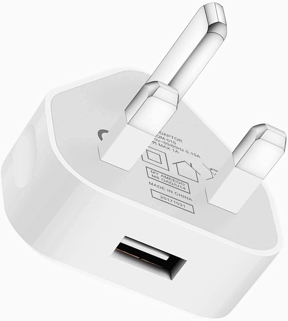 

UK Plug USB Mains Charger Adapter 1AMP 1000mAh Fast Speed Travel USB Wall Charger