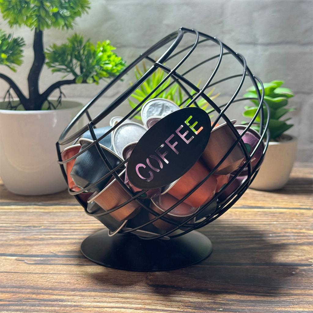 Cesto Portafrutta in Ferro Battuto Grande Capacità Organizzatore Capsule Caffè Dispenser Cialde Espresso per Piano Cucina
