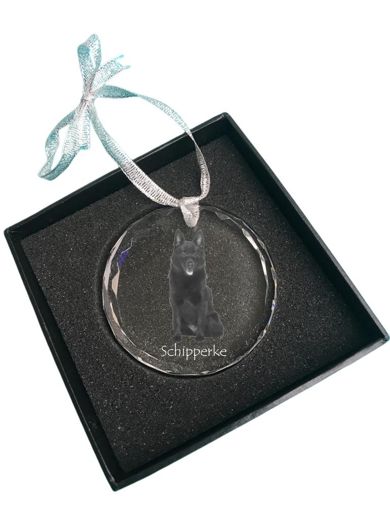 Schipperke, Little Black Devil - crystal bauble with a photo, dog photo in crystal, personalized Christmas tree ornament by Art-Dog brand
