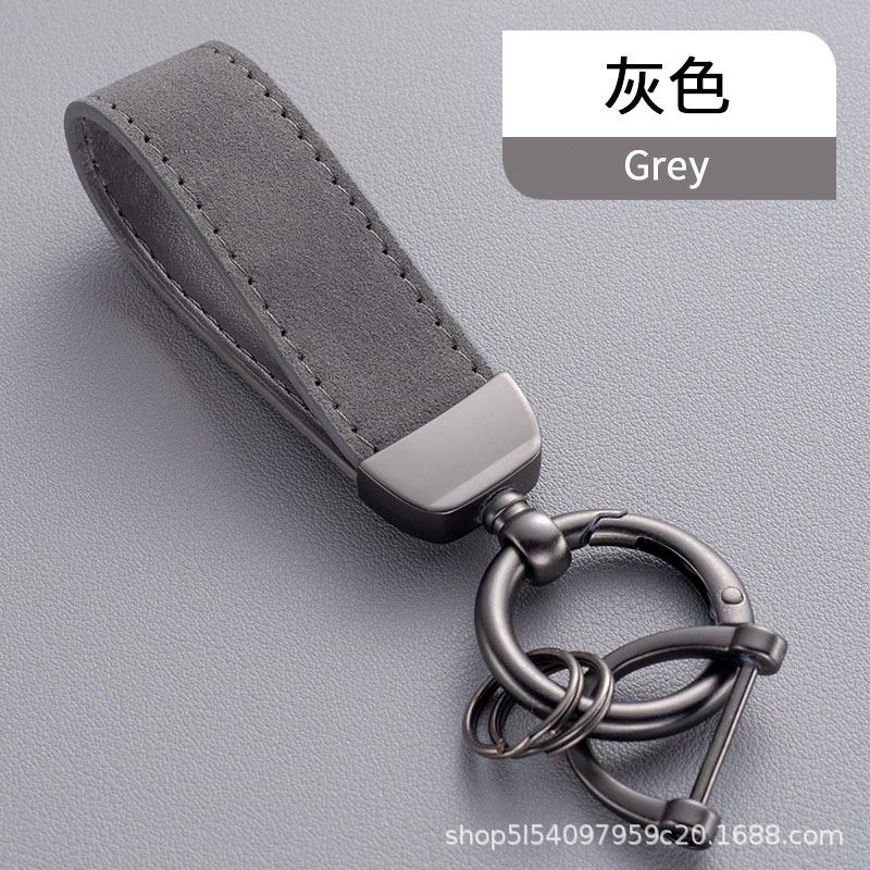 Simple Fashion Suede Leather Rope Metal Horseshoe Buckle Keychain Ring for Women Men Backpack Waist Hanger Jewelry Accessories