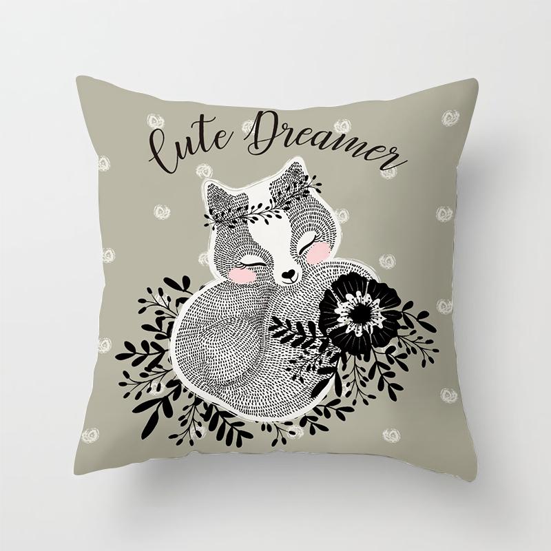 Home Decor Cartoon Fox Animal Cushion Pillowcase Cushion Pillow Sofa Decoration Pillowcase