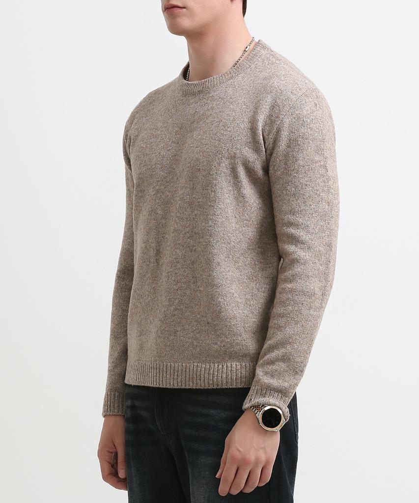 Seuteulaikeu Fine Blend Classic Crew Neck Knit (Light Brown)