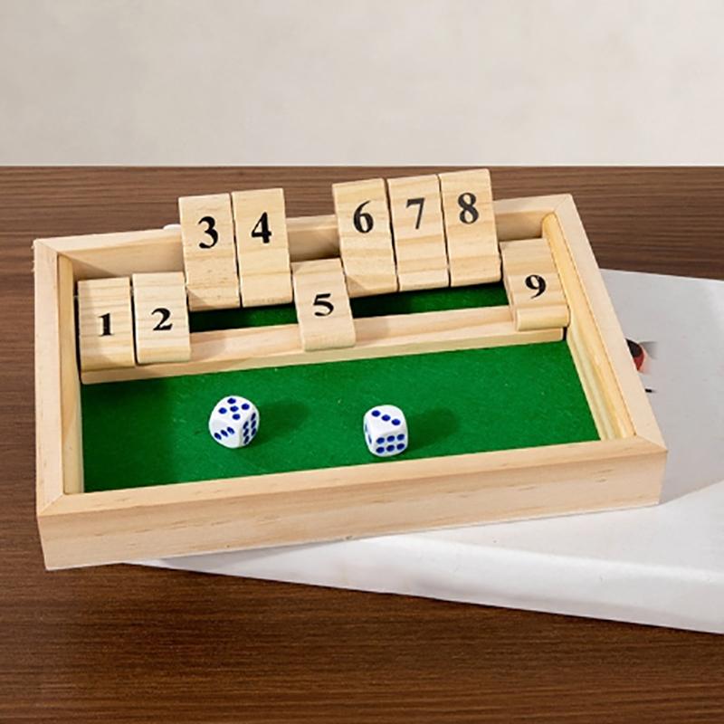 1 Set Wooden Flaps & Dices Game Single Players Pub Bar Party Supplies Shut The Box Dice Board Game For Kids And Adults