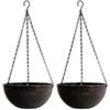 DEAYOU 2 Pack Resin Hanging Planters for Indoor Plants, 10" Hanging Flower Pots with Drainage Holes, Hanging Baskets with Chain and Hook for Garden,