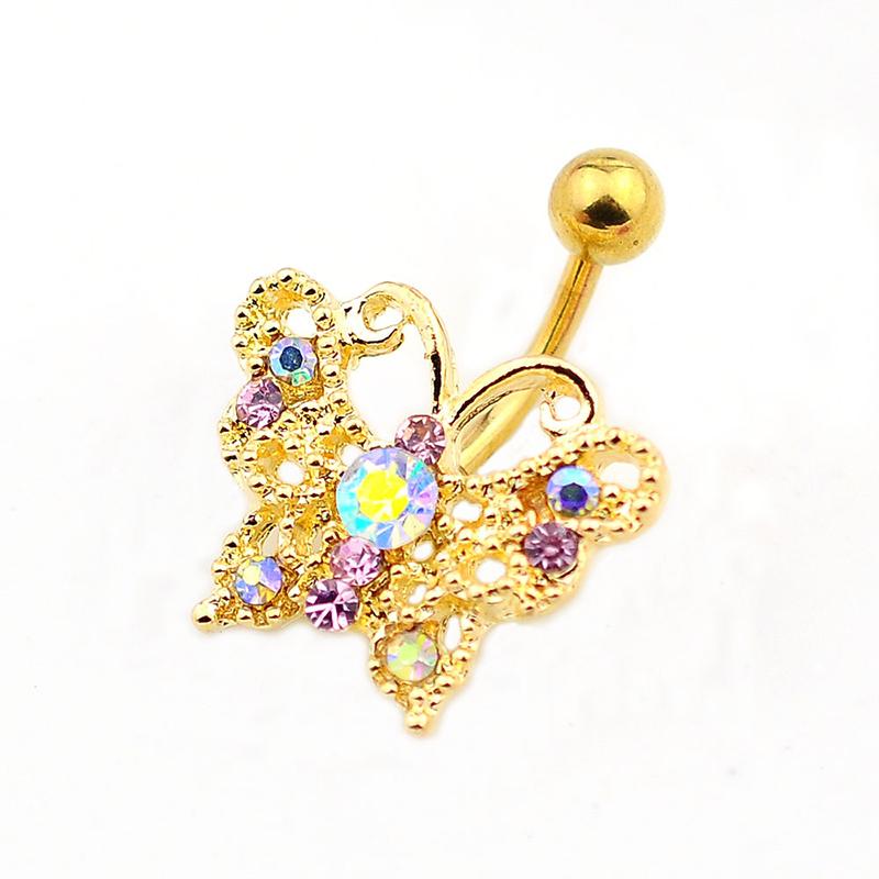 Sexy Butterfly Zircon  High Quality  Navel Ring Navel Piercing Belly Button Rings Stainless Steel Body Jewelry Navel Rings