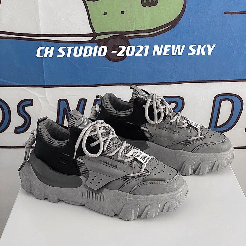 

2024 Весна Новые Толстоподошвенные Папины Кроссовки Студенческие Спортивные Повседневные Кроссовки Гонконгский Стиль Корейская Версия Тренд Мужская Обувь 44 серый