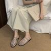 Mesh Soft Bottom Summer Rhinestone Roman Sandals Vacation Beach Wear French Bag Head Half Slippers Women'S Shoes