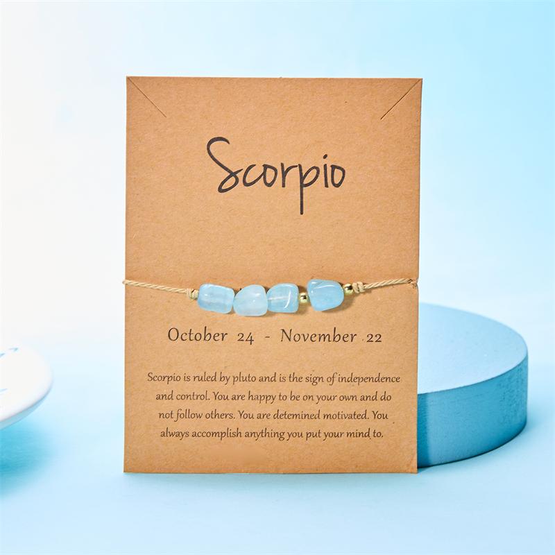 12 Constellation Sign Natural Birth Stone Handmade Bracelet for Women Kids Aries Leo Braid Bracelet  Birthday Gift