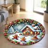 1 Piece Christmas Round Rug Suitable For Living Room Bedroom And Kitchen Home Decoration Room Decoration Gift For Friends And Family