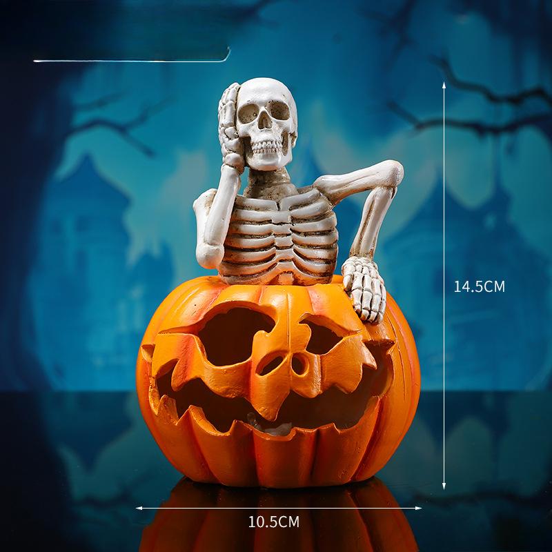 Pumpkin Lantern FigurinesParty and Funny Atmosphere Decoration Props Skull Resin Handicrafts