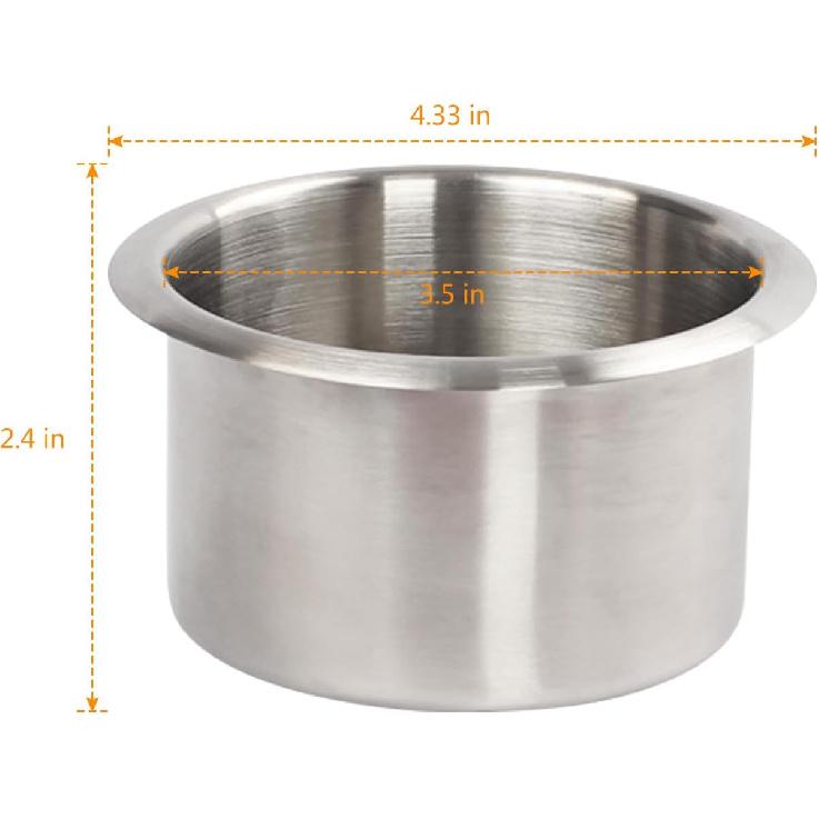 Stainless Steel Drop-in Cup Holder, 2pcs Single Car Cup Drink Holder Poker Table Drink Holder Computer Desk Ashtray for Sofa Boat Rv Couch Recliner