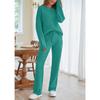 Women's Solid Color Round Neck Long Sleeve Trousers Thick Warm Suit