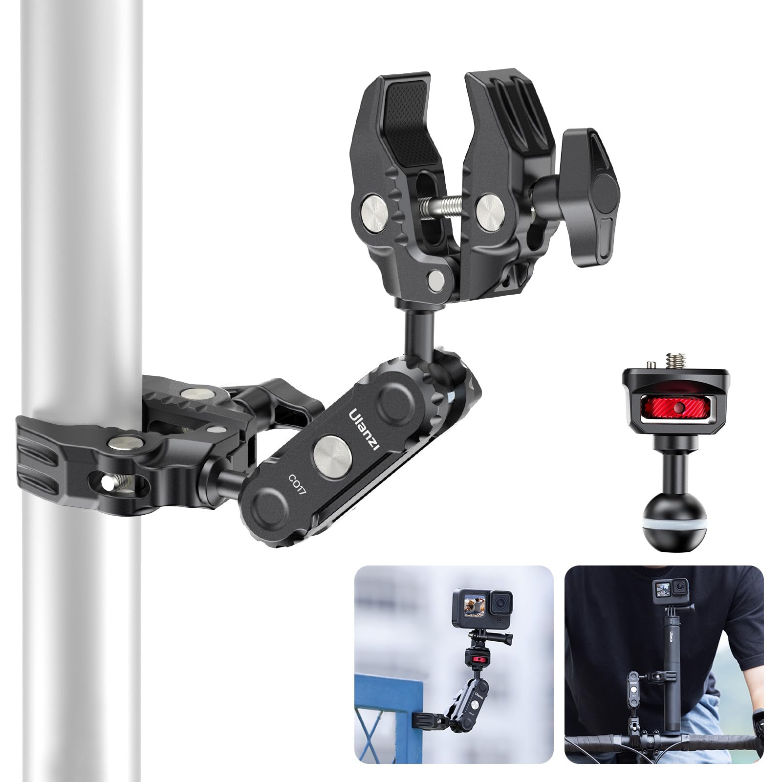 

Ulanzi C017 Двойной суперзажим Шаровая головка Волшебная рука Сменный угол камеры для Краба Двойной для камеры Светодиодный Внешний Лучший и подключается к