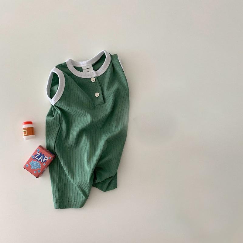 

Детский однотонный крутой комбинезон без рукавов для маленьких мальчиков, свободная удобная повседневная верхняя одежда, комбинезон, одежда для младенцев, детский комбинезон для девочек, От 0 до 24 месяцев 90 зелёный