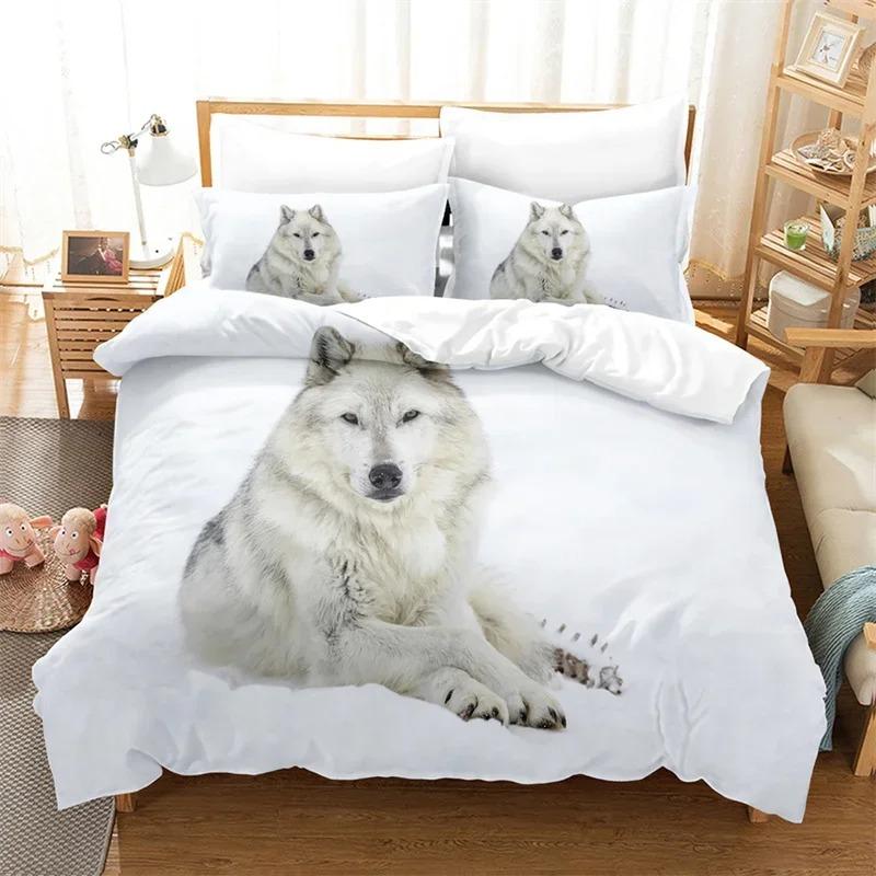 3D Wild Animal Duvet Cover Moon And Wolf Bedding Set Microfiber Galaxy Comforter Cover King Full For Kids Teens Boys Room Decor
