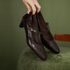 Krazing Pot Sheep Skin Summer Spring Autumn Winter Med Heels Women Round Toe Mary Janes Shallow Pumps