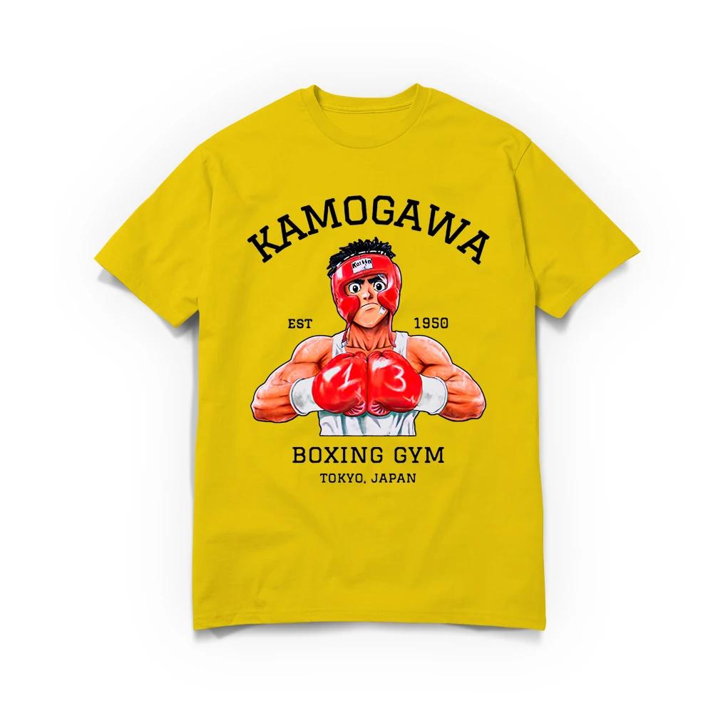Men T-Shirt Anime Hajime No Ippo Kamogawa Boxing Gym Cotton Oversized Summer Loose Tops Tees Fashion Round Neck Short Sleeve