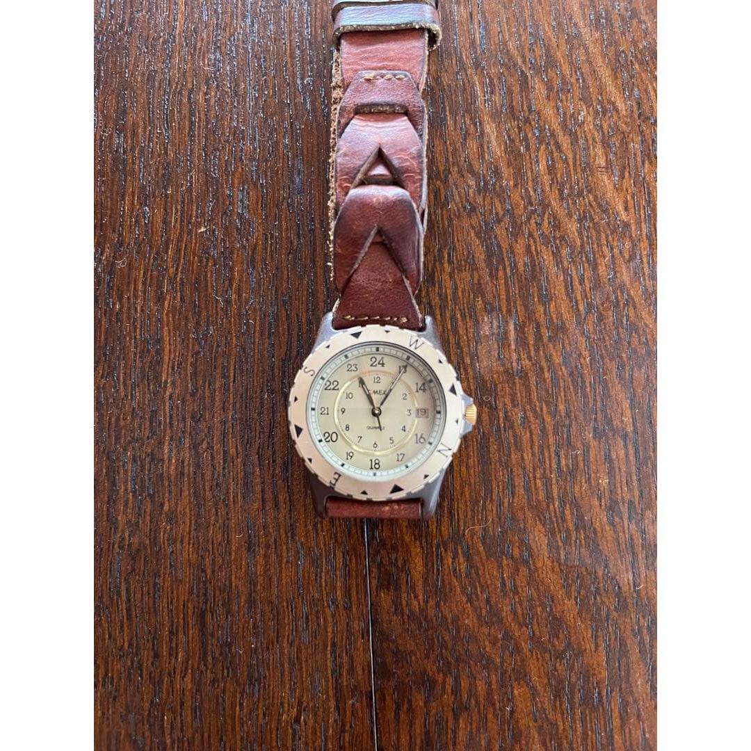 Used TIMEX Quartz Watch Braided Leather Strap