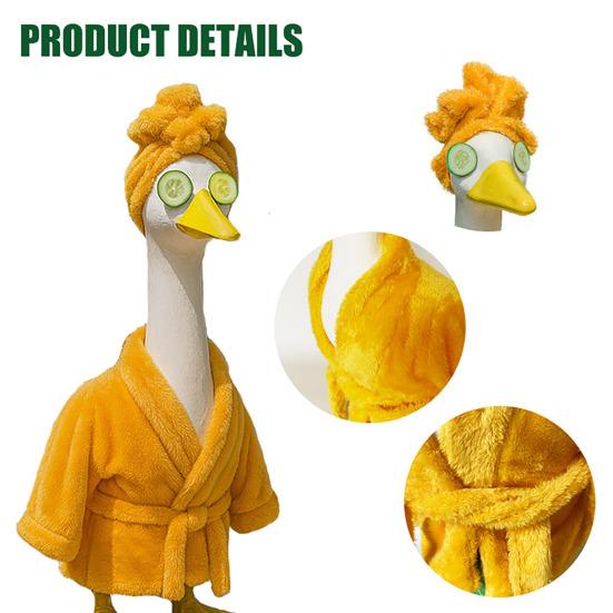 Yousheng Porch Goose Lady Outfit Cute Bathrobe with Cucumber Slices And Shower Cap Plastic Lawn Goose Statue Costume Outdoor Garden Decoration