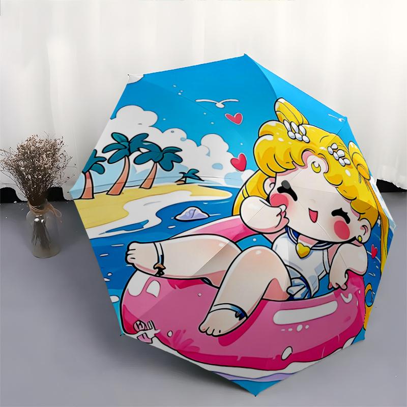 1pc Lively Sailor Moon Automatic Opening and Closing Umbrella - Lightweight 3-Fold Design, Suitable for Fans, Travel, Daily Use, Interesting