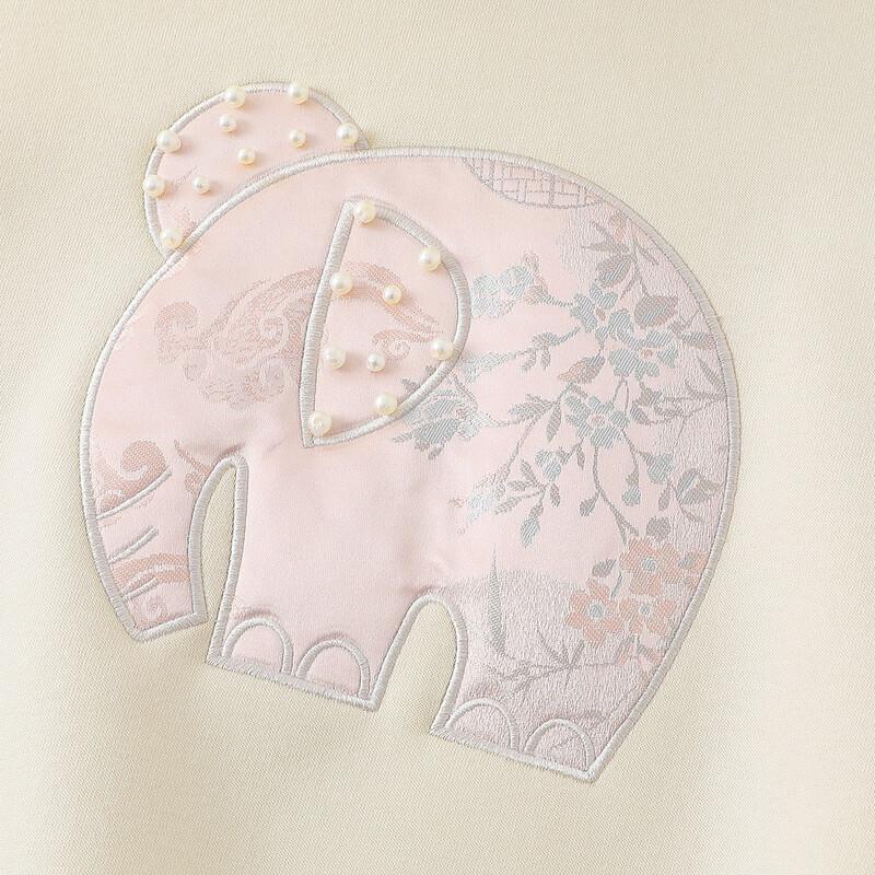 Girls' Fleece-Lined Elephant Embroidered Mock Neck Sweatshirt